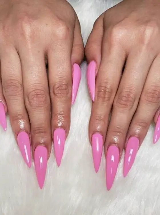 Hot Pink stiletto nails